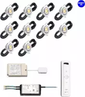 (Complete set) - LED veranda inbouwspot Toledo IO - set van 10 stuks - Kantelbaar - Inclusief transformator & 1 x Somfy IO LED receiver 500 watt  & 1 x Somfy IO afstandsbediening