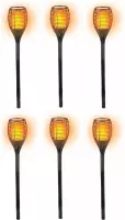 Set van 6x stuks olar tuinlampen/fakkels met vlameffect op zonne-energie 58 cm - tuinfakkels
