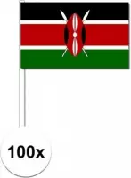 100x Keniaanse zwaaivlaggetjes 12 x 24 cm