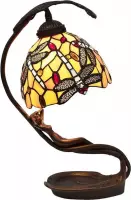 LumiLamp Tiffany Tafellamp 28*20*40 cm E14 / max 25W Geel Kunststof, Glas Tiffany Bureaulamp Tiffany Lampen