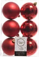 6x Kerst rode kunststof kerstballen 8 cm - Mat/glans - Plastic kerstballen - Kerstboomversiering kerst rood