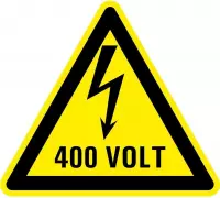 Waarschuwingsbord elektrische spanning 400 volt - kunststof 400 mm