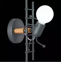 Wandlamp poppetje grijs trap - Figuur - Poppetje - Robot - Cartoon - Mens - Woonkamer - Badkamer - Slaapkamer - Zwart