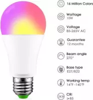 RGB Led lamp E27 bestuurbaar via telefoon met bluetooth en Koud licht