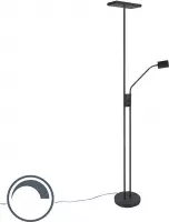 QAZQA jazzy - Moderne LED Dimbare Vloerlamp | Staande Lamp  met Dimmer met leeslamp - 1 lichts - H 1845 mm - Zwart -  Woonkamer | Slaapkamer