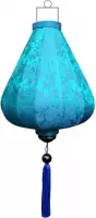 Turquoise zijden lampion lamp druppel - DR-TU-45-S