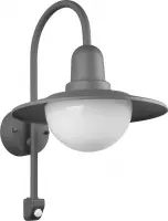 LED Tuinverlichting met Bewegingssensor - Wandlamp Buitenlamp - Nitron Nomina - E27 Fitting - Rond - Mat Antraciet - Aluminium