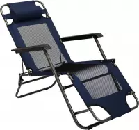 Ligstoel 155x60cm - opvouwbaar Campingstoel Ligbed Strandstoel Tuinstoel vouwligstoel Blauw
