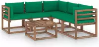 vidaXL 6-delige Loungeset met groene kussens geïmpregneerd grenenhout