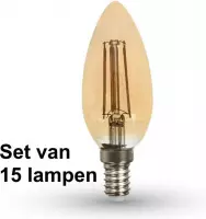 4W E14 Kaars - Super warm wit - (2200K) - Set van 15 stuks