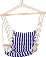 Pro Garden Hangstoel - Hammock - Schommelstoel - voor 1 persoon - Buiten - Marine blauw/ Wit - 50x45x 100cm