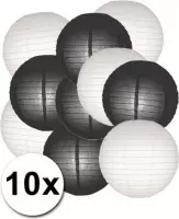 Lampionnen pakket zwart en wit 10x
