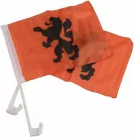 Nederland Autovlaggen 2 Stuks Oranje/zwart 20 X 30 Cm