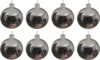 8x Zilveren glazen kerstballen 10 cm - Glans/glanzende - Kerstboomversiering zilver