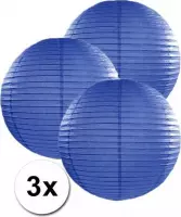3 donker blauwe lampionnen 35 cm