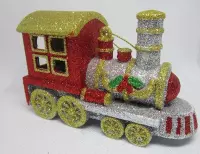 Kersthanger, Kurt Adler, trein, glitters, 12,5 x 8 x 4,5 cm