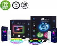 Lideka® - LED strip 10 meter + TV strip 2M - RGB - Met Afstandsbediening - Zelfklevend - Verlichting - Led Lights - Led Light Strip - Licht strip