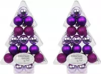 34x Paarse kunststof kerstballen pakket 3 cm - Kerstboomversiering paars