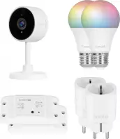 Hombli Starterkit – 2 Smart Lampen Wit & Gekleurd Licht + Slimme Camera + 2 Wifi Schakelaars + 2 Slimme Stekkers