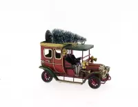 Metalen auto met kerstboom nostalgisch 'Oldtimer' 16x8x17cm | Kerst | Kerstdorp