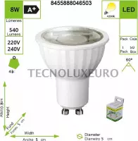 Led  GU10, 8 W, 220 – 240 V, 4200 K,(Pack van  5)  [Energieklasse A+]