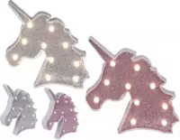 Plastic Eenhoorn ( Unicorn) lamp ( ZILVER) Glitter