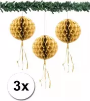 3 papieren Kerst decoratie ballen goud 30 cm