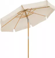 Nancy's Wylie Parasol - Zonnescherm - Zonwering - UPF 50+ - Hout - Buigbaar - Beige/Grijs - Bruin - 270 cm