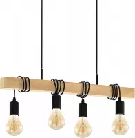 Hanglamp | Vintage | 4 Lichtbollen | Hout | Hoogte Verstelbaar | Dimbaar | Industrieel Design |  E27 Fitting Niet Inbegrepen | 110x70x10,5 Cm