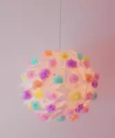 Funnylight Design hanglamp bloesem feest 45 cm wit en organza pastel bloemen voor de hal en kids slaap kamer