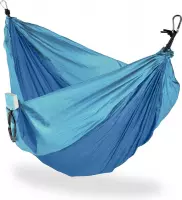Relaxdays hangmat outdoor - XXL - hang mat 2 personen - extreem licht camping - tot 200 kg - blauw
