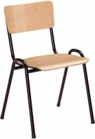 Kantinestoel Hout stapelbaar zwart frame