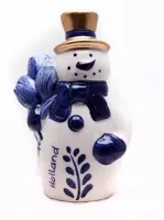 Kerst Sneeuwpop blauw goud - ter Steege - 17 cm hoog - Delfts Blauw - Holland - Sneeuwman