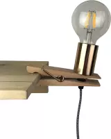 Houten Knijper Lamp - 15x3x10cm - Gouden fitting en afwerking - Housevitamin