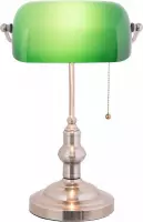 LumiLamp Bureaulamp Bankierslamp 27*17*41 cm E27/max 1*60W Groen Metaal, Glas Tafellamp