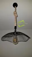 Touwlamp met metalen lampenkap Bloem d 34cm