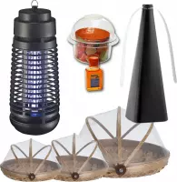 Anti-vliegen Voordeelpakket | Vliegenlamp | 3x vliegenkapjes bamboe | Fruitvliegjesval | Vliegenverjager