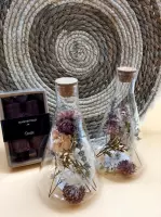 Droogbloemen in glas met kaarsen-Droogbloemen in vaas- 2 stuks-Decoratie-Gedroogde bloemen Decoratie- Woonaccessoires