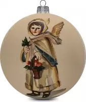 Fairy Glass - Engel met mandje vol bloemen - Handbeschilderde Kerstbal - Mond geblazen glas - 10cm