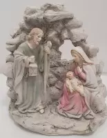 Kerststal - Pastel - 14 x 13 x 8 cm - Maria - Jozef en kindje Jezus - Beeld