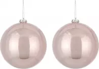 5x stuks Grote kunststof kerstballen lichtroze 15 cm - Grote roze onbreekbare kerstballen - Roze kerstversiering/kerstdecoratie