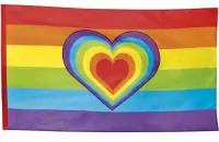 Regenboog vlag | pride vlag | gay pride flag | regenboog vlag met hartje 90 x 150 CM