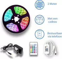 Ledsome Led Strip 2 Meter - Complete Set - Bestuurbaar via Telefoon en Afstandsbediening - Met accessoire - 120 Leds