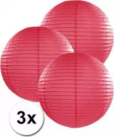 3 fuchsia roze lampionnen 35 cm