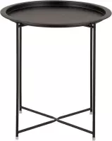 Bijzettafel - tuintafel - balkontafel - Zwart Metaal - B 47 x H 51 x D 47 cm