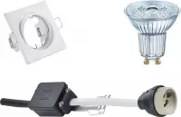 OSRAM - LED Spot Set - Parathom PAR16 927 36D - GU10 Fitting - Dimbaar - Inbouw Vierkant - Mat Wit - 3.7W - Warm Wit 2700K - Kantelbaar 80mm