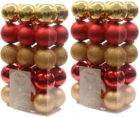 60x stuks kerstboom decoratie kerstballen mix goud/rood 30 stuks 6 cm