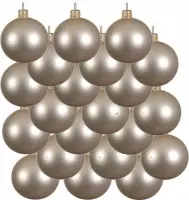18x Licht parel/champagne glazen kerstballen 6 cm - Mat/matte - Kerstboomversiering licht parel/champagne
