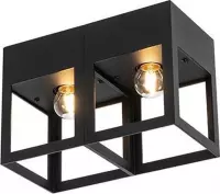 QAZQA cela - Moderne Plafondlamp - 2 lichts - L 26.4 cm - Zwart -  Woonkamer | Slaapkamer | Keuken