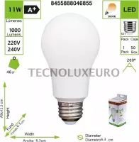 STANDAARD LED BULB 11W 220-240V E27 3000K 5(Pack van 5) [Energie-efficiëntieklasse A +]